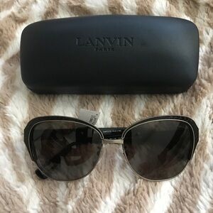 NWT Lanvin Snakeskin Black Sunglasses